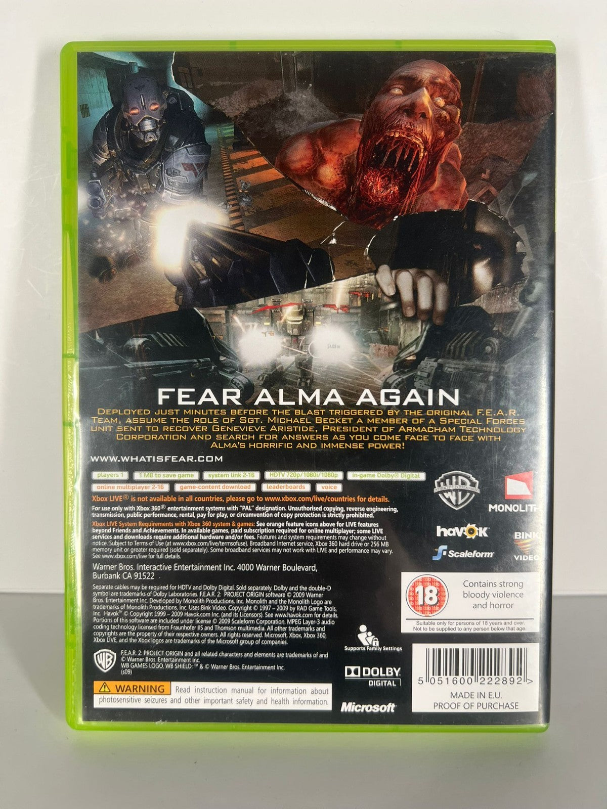 Fear 2 Project origin - xbox 360