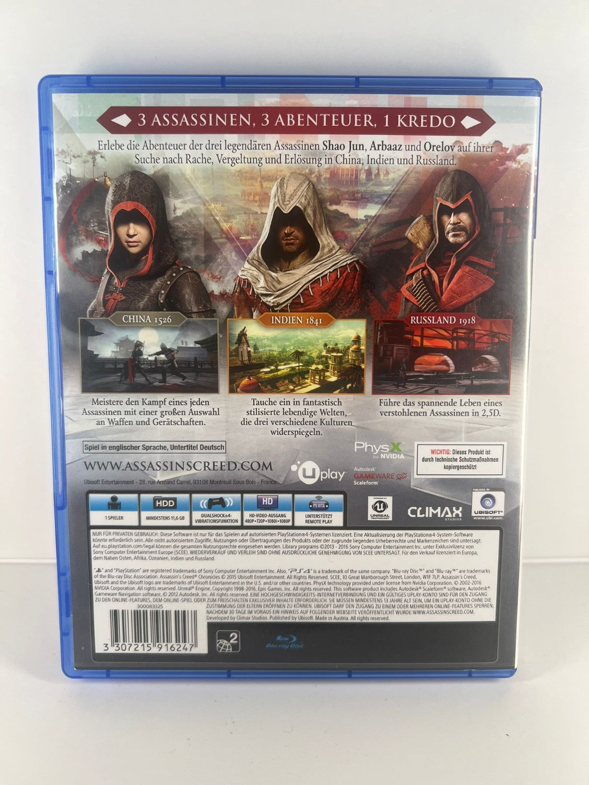 Assassins Creed Chronicles Trillogie - PS4 - Sehr Guter Zustand - Ubisoft